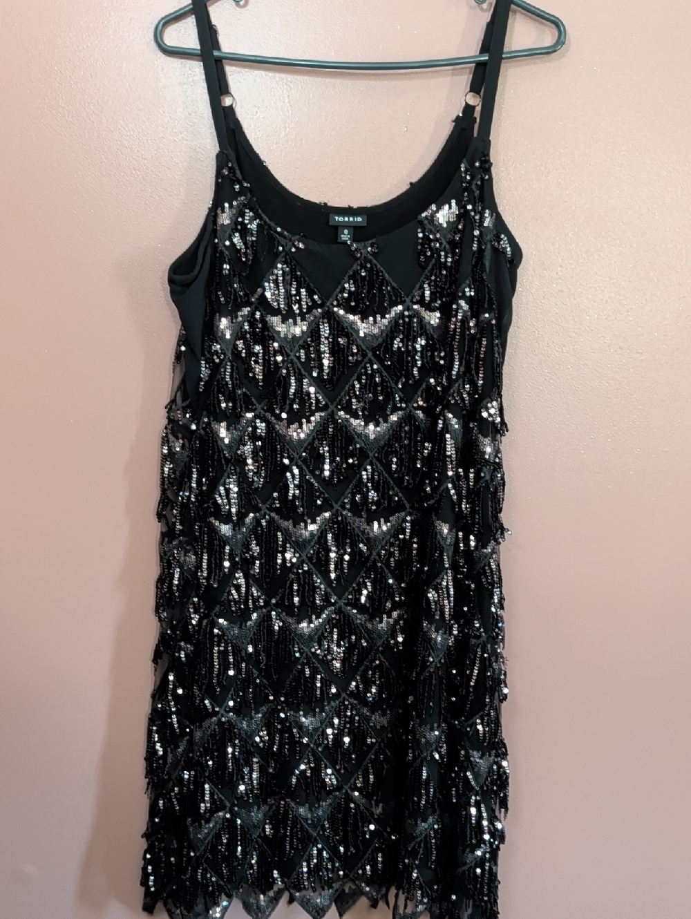 torrid Black Sequin Fringe Slip Dress